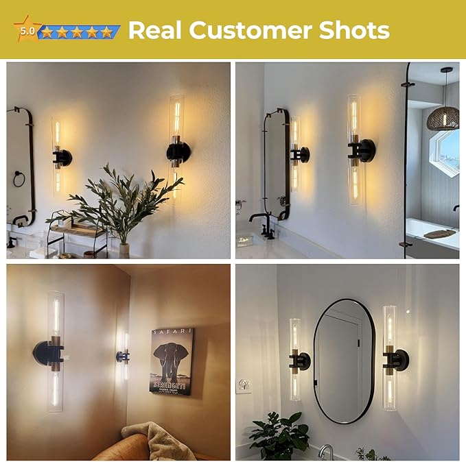 Black and Gold Wall Sconce, Bathroom Sconces Wall Lighting - Image 5