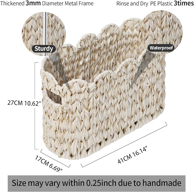 Toilet Paper Storage Basket, Boho Decorative Scalloped Baskets, Coastal - Image 4