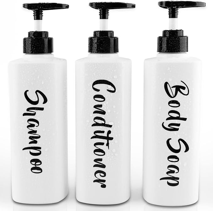 16.9oz Shampoo and Conditioner Dispenser Set of 3-Printed Shower Soap Dispenser by AUMIO