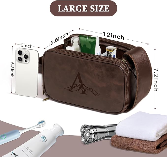 Janhavi Large Shaving Bag for Men Travel Waterproof, Engraved Initials & - Image 5