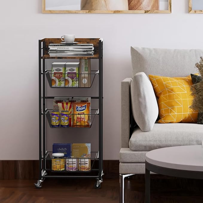 Sunexinlo 4-Tier Kitchen Rolling Cart - Image 7