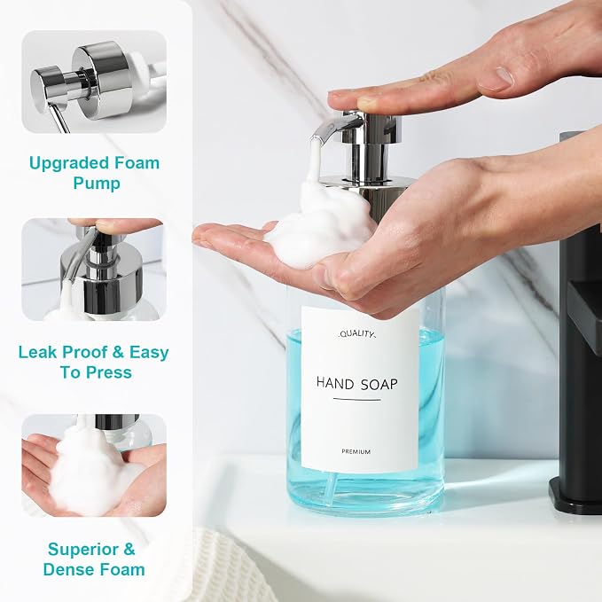 Foaming Soap Dispenser, 14.1 oz/400ml Foaming Hand Soap Dispenser, 2 Pack Glass - Image 4