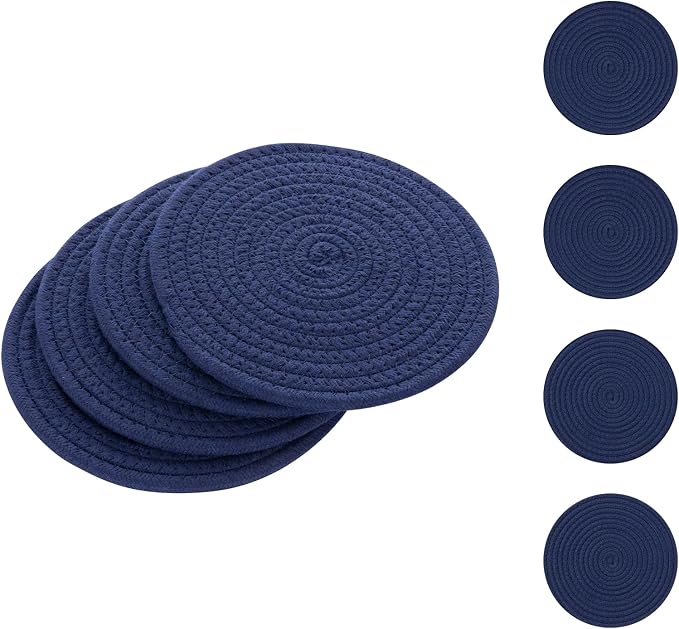 SHACOS 8 Inches Trivets for Hot Dishes, 4 Pieces Cotton Trivets Mats for Kitchen by SHACOS