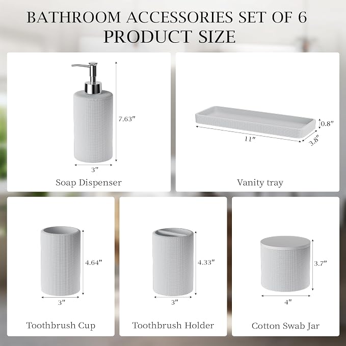 6-Piece White Bathroom Set - Image 8