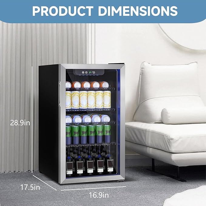 Beverage Refrigerator and Cooler, 110 Can/3.1 Cu Ft Mini Fridge - Image 5
