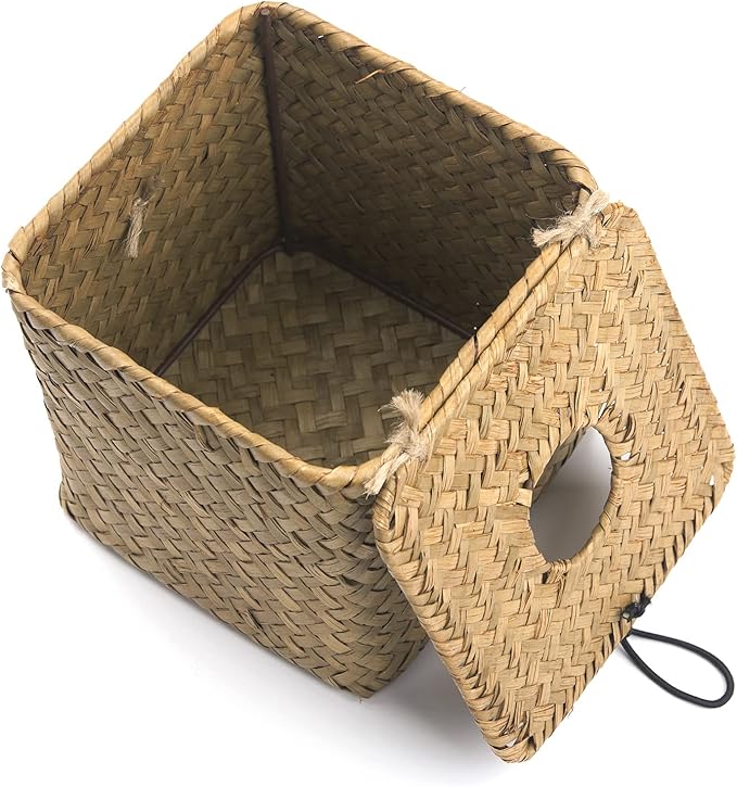 Seagrass Square Tissue Box Cover Woven Napkin Holder Decorative - Image 3