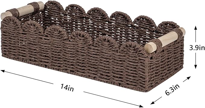 CubesLand Paper Rope Scalloped Edge Shelves Storage Basket, Woven Toilet Paper - Image 8