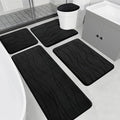 YIHOUSE Memory Foam Black Bathroom Rug Sets 5 Piece, Ultra Absorbent Bath Mat by YIHOUSE