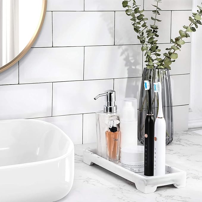 Luxspire Vanity Tray, Bathroom Toilet Tank Storage Tray, Resin Kitchen Sink - Image 7