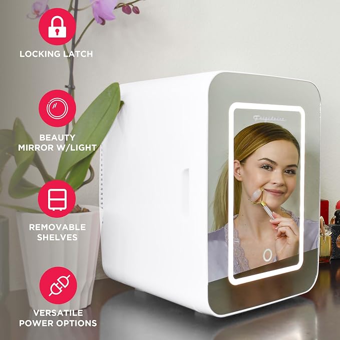 Frigidaire Mini Personal Fridge Cooler, LED Lighted Mirror, 6.5L Capacity - Image 3
