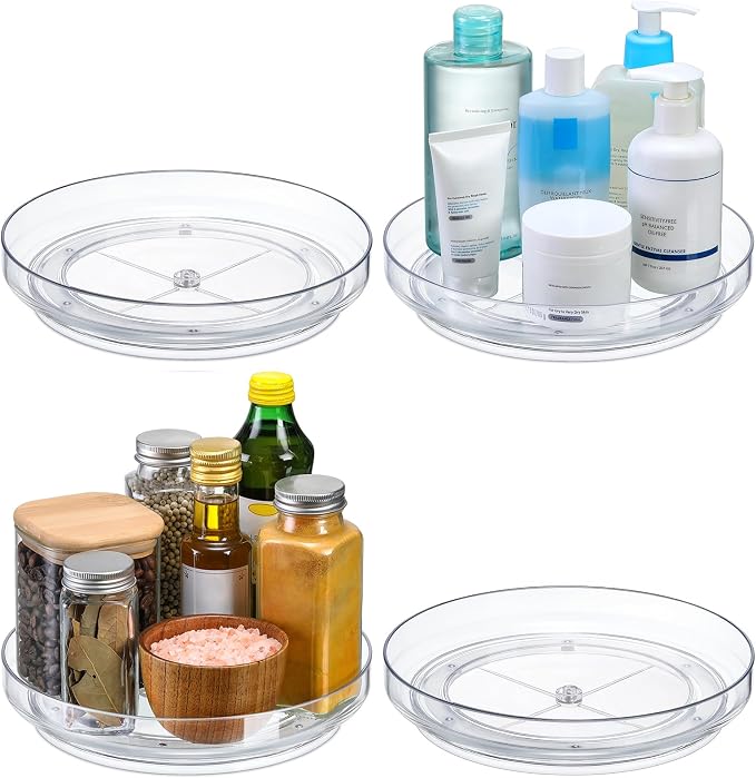 2 Pack 9 Inch Clear Acrylic Lazy Susan, Non-Skid Turntable Organizer - Image 8
