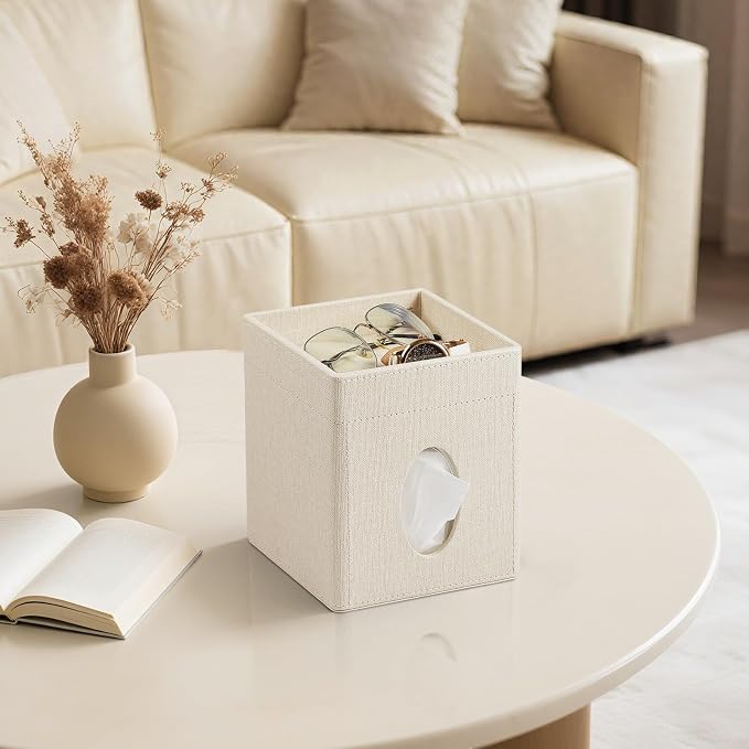 Tissue Box Cover, PU Leather Square Tissue Box Holder - Image 2