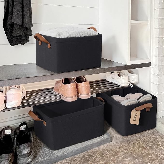 CHICVITA Black Storage Bins Shoe Basket - Image 7
