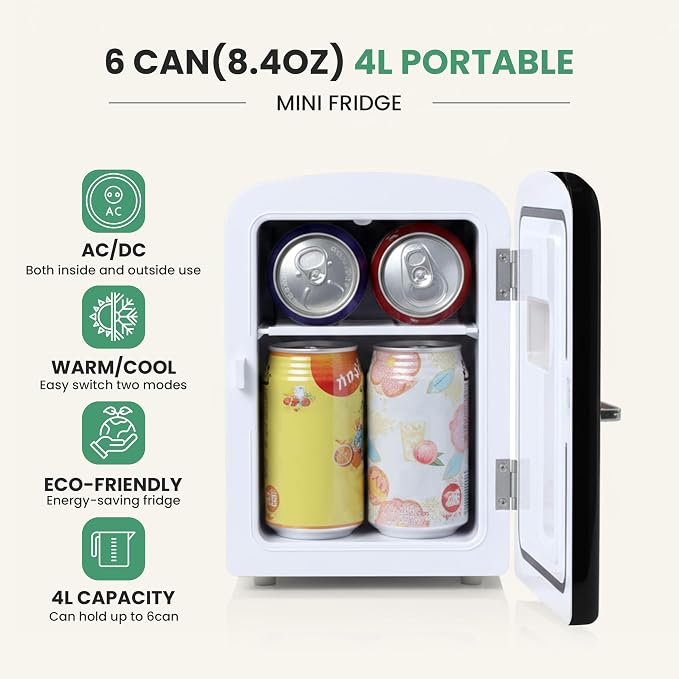 Simple Deluxe 4 Liter/6 Can Mini Fridge - Image 2