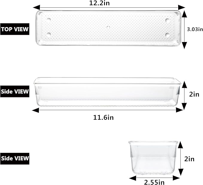 ihomecooker 6 Set Clear Plastic Junk Drawer Organizer Vanity Curlery Utensil - Image 4