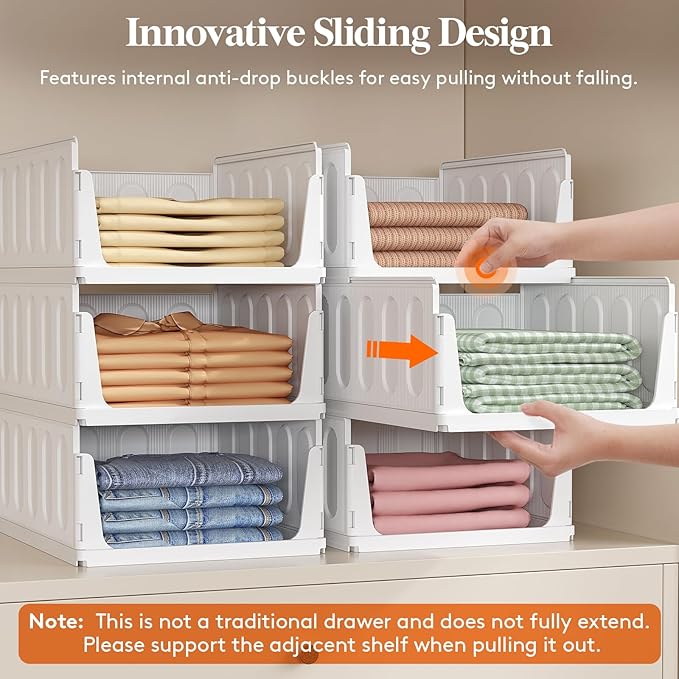 Lifewit 8 Pack Stackable Closet Organizers and Storage Basket - Image 2