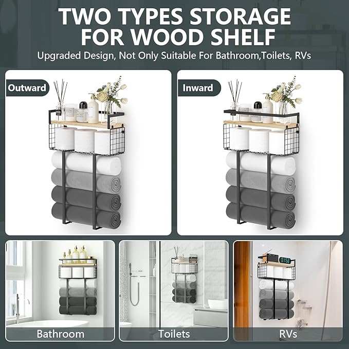 Towel Racks for Bathroom, Metal Towel Holder - Image 4