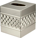 Monarch Abode Tissue Box Cover Square – Handcrafted Geo Embossed Nickel Chrome by MonarchAbode