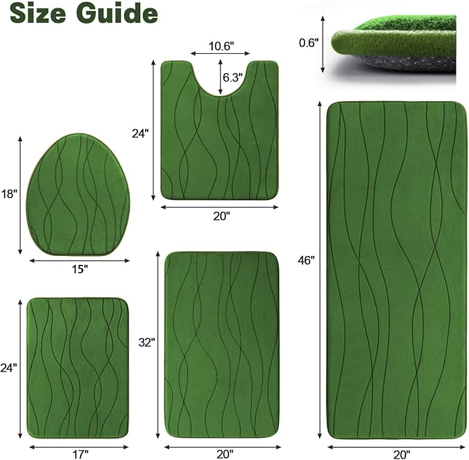 YIHOUSE Memory Foam Bathroom Rug Sets 5 Piece, Ultra Absorbent Bath Mat - Image 2