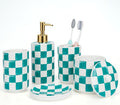 Ceramic Bathroom Soap Dispenser Set, Checkered Bathroom Vanity Set by Quuavio