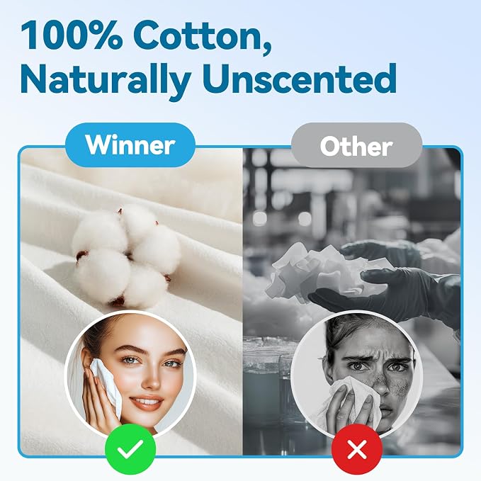Winner Cotton Face Towels Box, 100% USDA Biobased Facial Towelettes, Disposable - Image 6