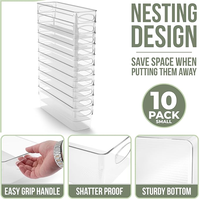 Sorbus 10-Pack Small Clear Plastic Organizing Bins – Clear Bins - Image 2