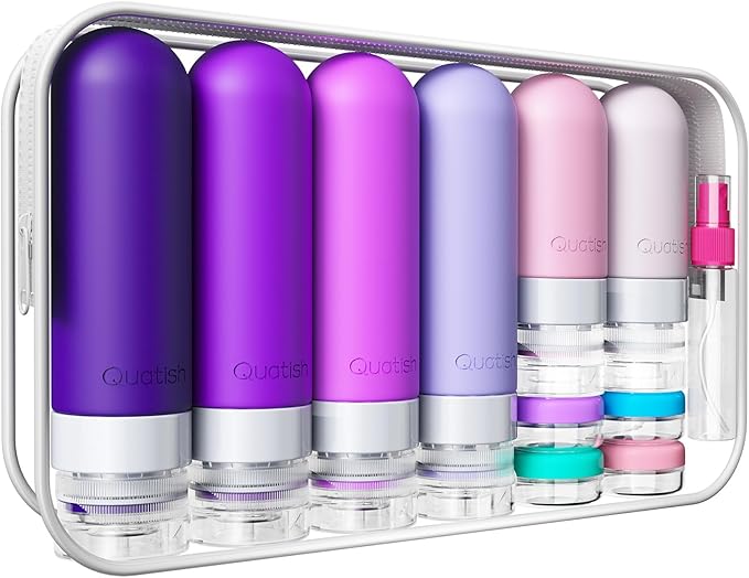 20 Pack Travel Bottles for Toiletries, Original Patented, TSA Approved Travel by Quatish