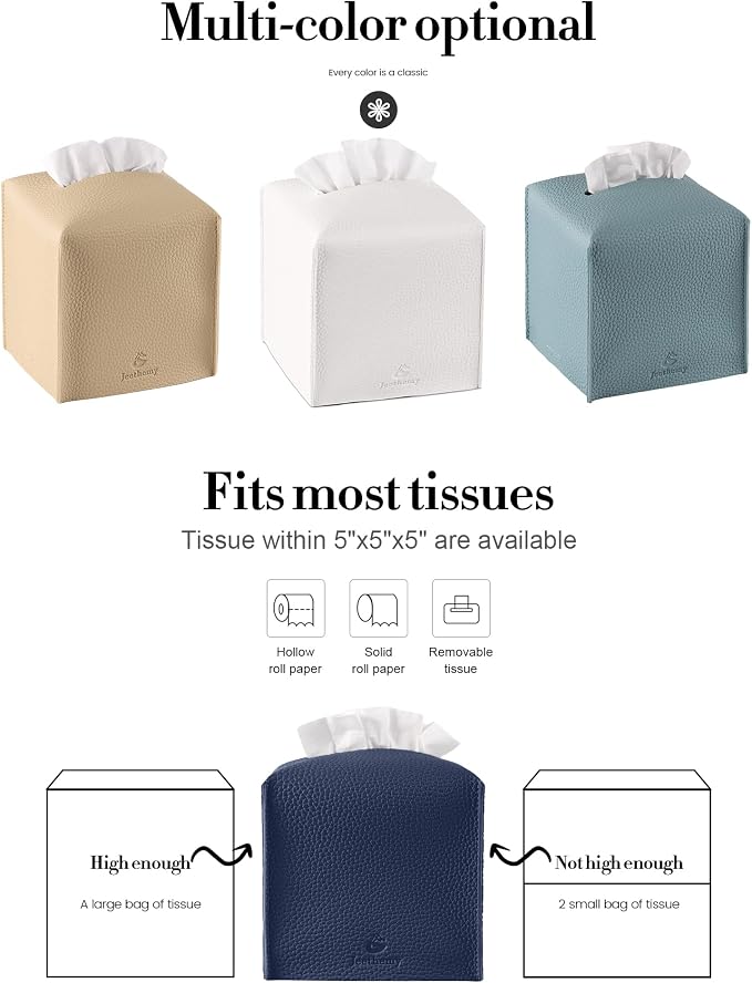 Tissue Box Cover, Jeethemy Square PU Leather Tissue Box Holder, Modern Tissue - Image 6