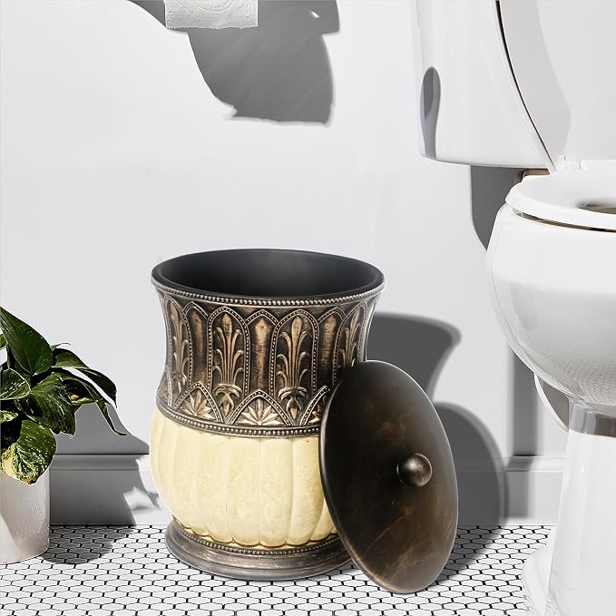 6 Pieces Pumkins Bathroom Accessories Set Including Trash Can, Toothbrush - Image 4