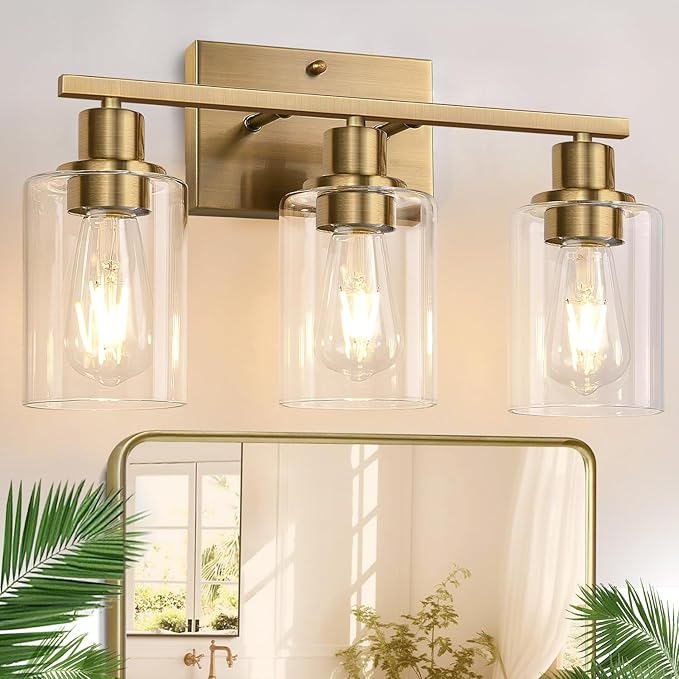3 Light Bathroom Light Fixtures, Brass Vanity Lights by Indoibrightenyourbathroom