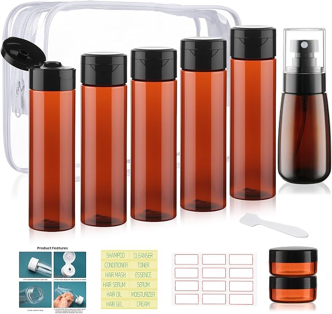 9 PCS 3.4oz Travel Bottles for Toiletries TSA Approved Travel Size Containers by wowang