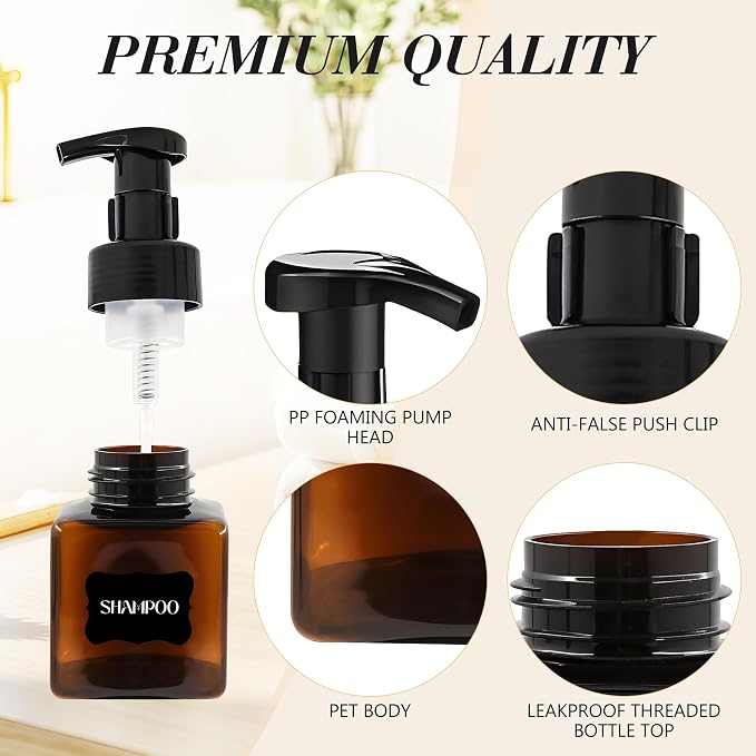 8.5 oz Foaming Soap Dispenser Plastic Foaming Pump Bottle, Refillable Dispenser - Image 5