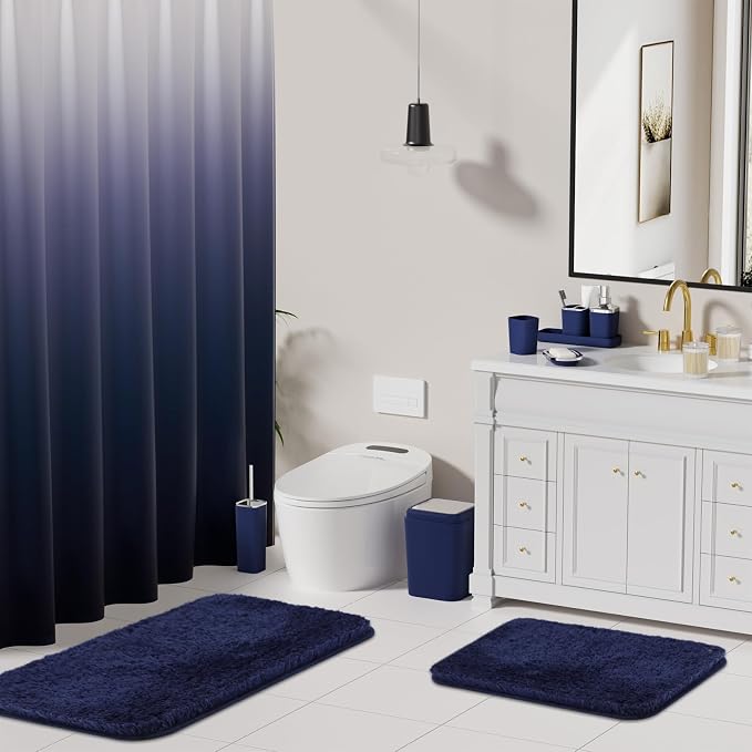 24PC Navy Blue Bathroom Set - Image 2