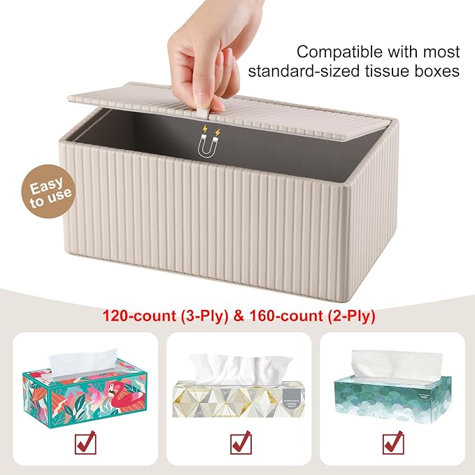 KINGFOM PU Leather Tissue Box Cover Rectangular Tissue Box Holder - Image 8