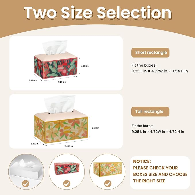 Long Tissue Box Cover, PU Leather Tissue Holder Rectangle, Facial Paper - Image 6