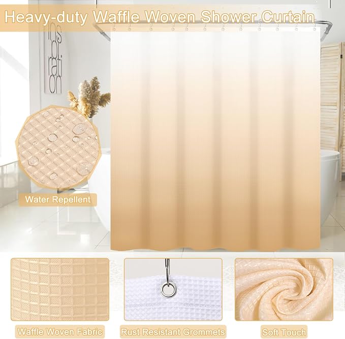 32PCS Bathroom Sets with Shower Curtain and Rugs Beige Bathroom Accessories Set - Image 5