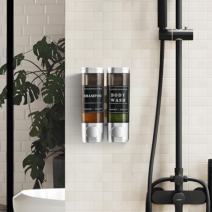 Shampoo and Conditioner Dispenser, Unisence Shower Dispenser 2 Chamber No Drill - Image 7