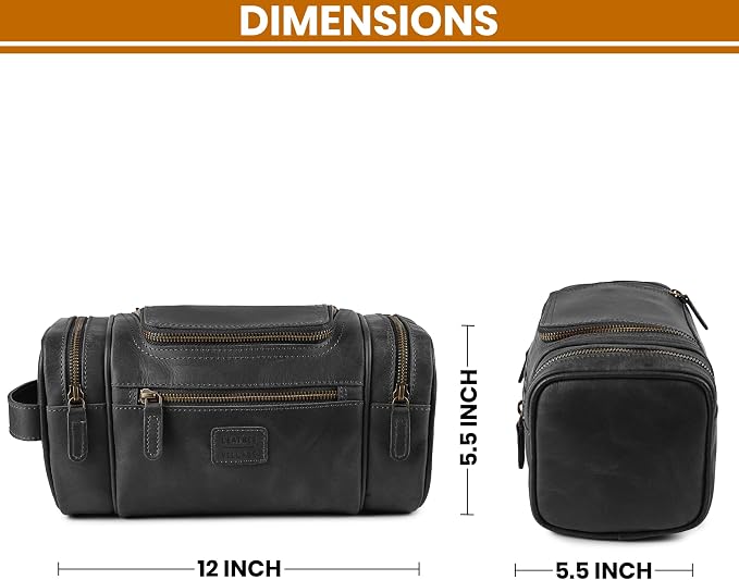 LEATHER VILLAGE Genuine Leather Travel Dopp Kit - Image 5