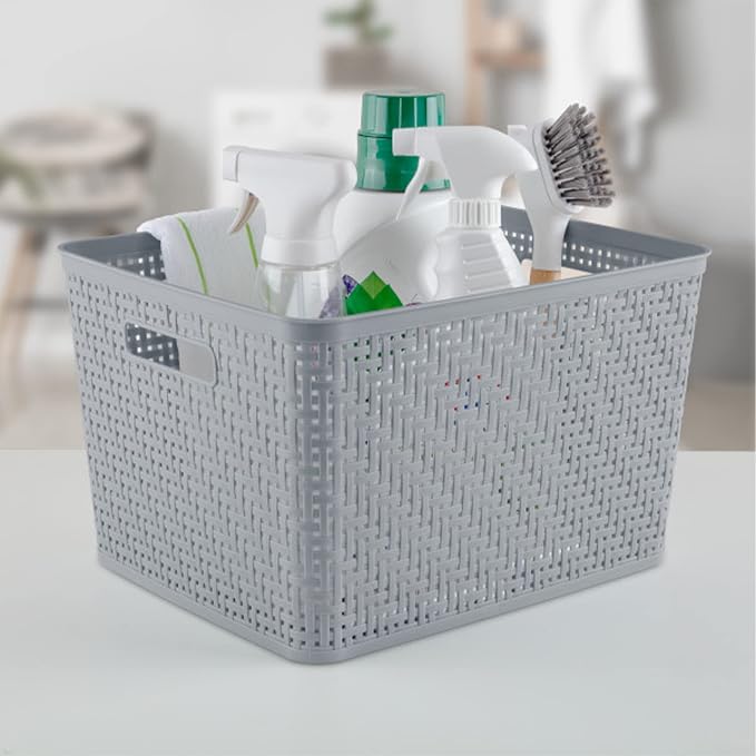 Sterilite 12 Pack Plastic Storage Bin Organization Containers, Tall Baskets - Image 5