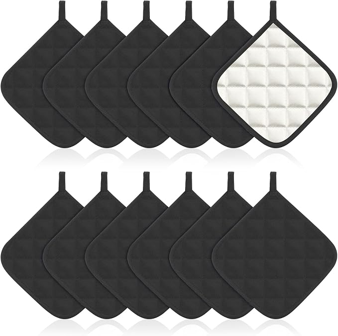 Bokon 12 Pcs Pot Holders for Kitchen, Heat Resistant Cotton Hot Pad Oven Mitts by Bokon