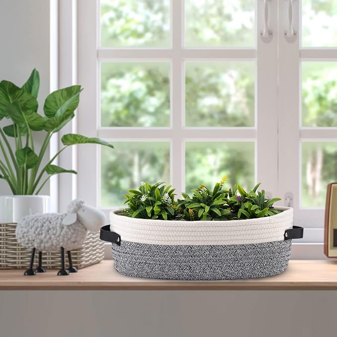 2 Pack Small Cotton Rope Woven Basket Toilet Paper Baskets - Image 6