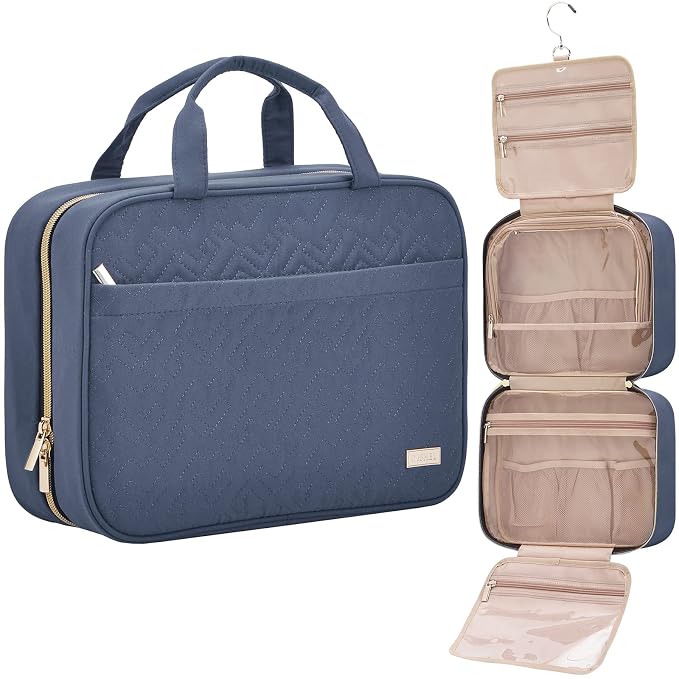 NISHEL Travel Toiletry Bag for women, Portable Hanging Organizer for Full-Sized by NISHEL