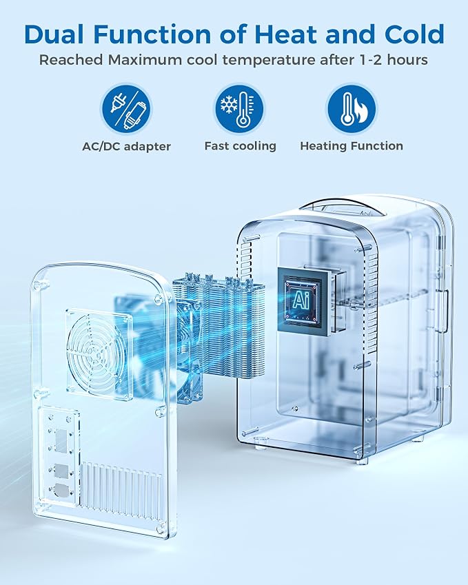 Mini Fridge, 4L/6 Cans Cooler & Warmer Portable Compact Refrigerator, Small - Image 4
