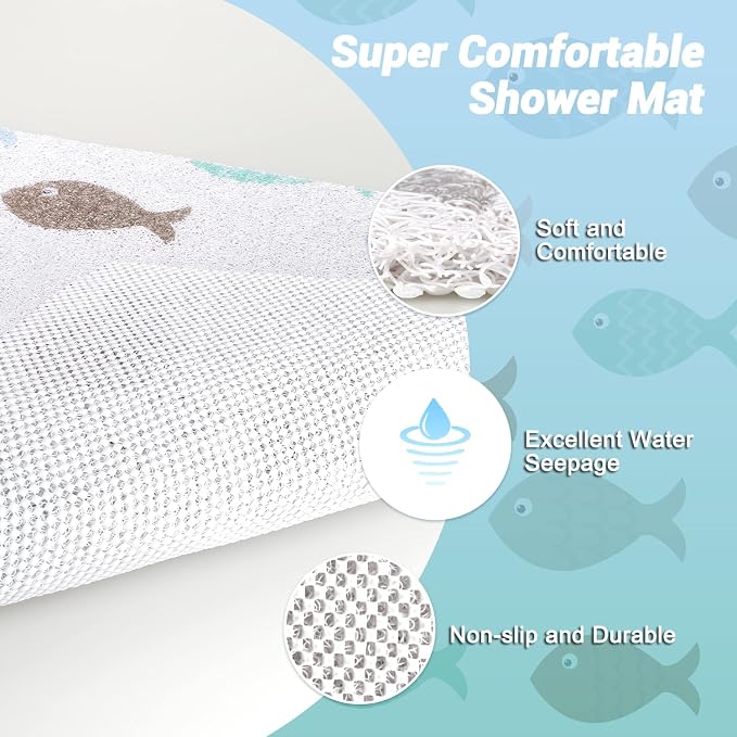 Shower Mat Non-Slip, 24x 24 Inch Square, Soft Comfort Bath Mats - Image 6