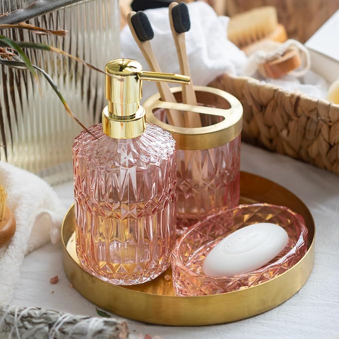 EMPO 6PCS Bathroom Clear Glass Accessories Set, Contemporary Modern Decor - Image 3
