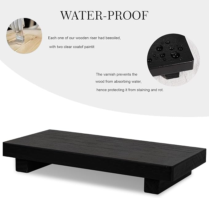 zoocatia Small Wood Tray Pedestal Stand Farmhouse Bathroom Decor Decorative - Image 3