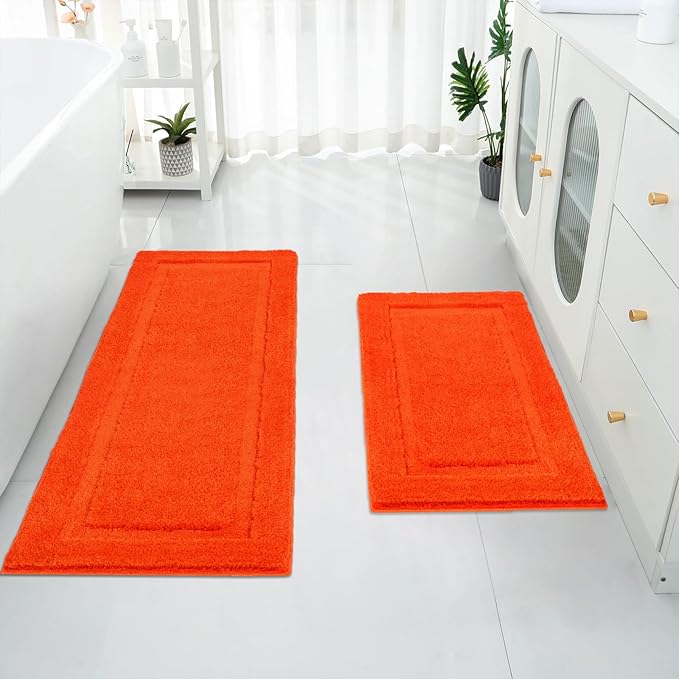 SHACOS Super Soft Bathroom Runner Rugs Set of 2 Pieces 47x20 + 32x20 inch Non by SHACOS