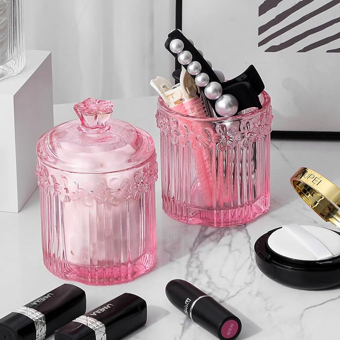 rejomiik 2 Pack Qtip Holder Glass Apothecary Jars - Image 6