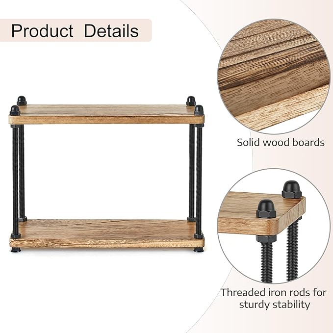 Mkono Bathroom Counter Organizer, 2 Tier Wooden Shelf - Image 7