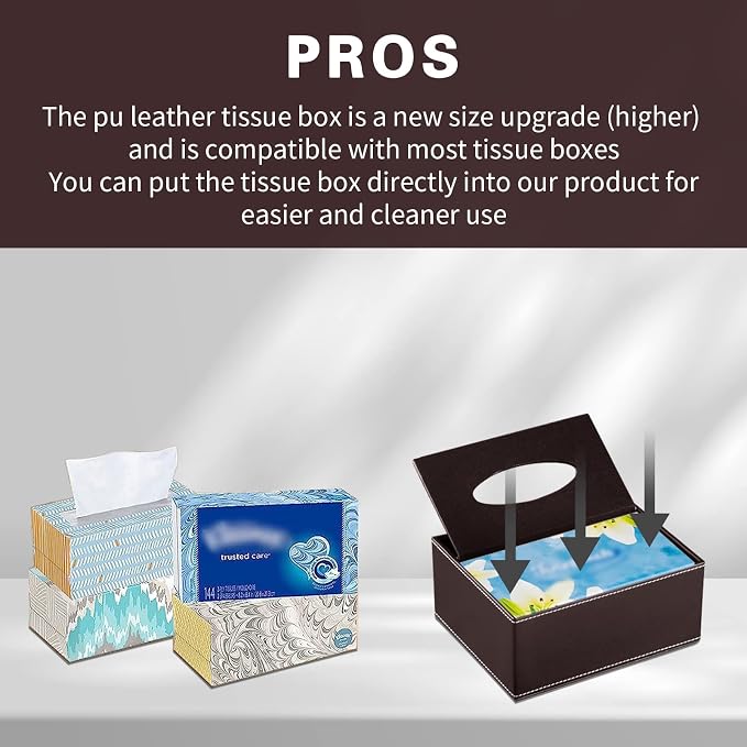 PU Leather Rectangular Tissue Box Cover - Image 3